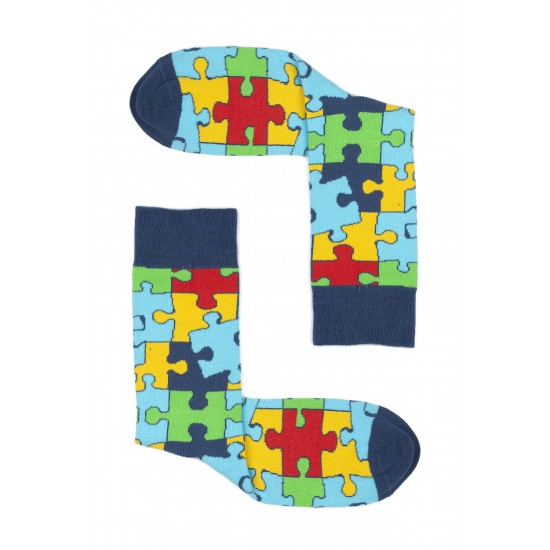 Yapboz Desenli Renkli Çorap