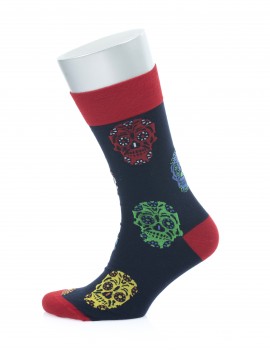 Kuru Kafa Desenli Bordo Siyah Çorap