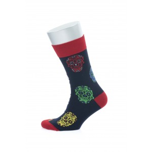 Kuru Kafa Desenli Bordo Siyah Çorap