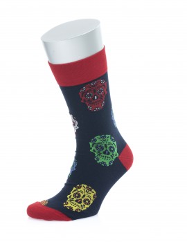 Kuru Kafa Desenli Bordo Siyah Çorap