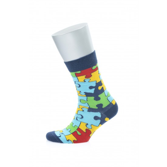 Yapboz Desenli Renkli Çorap