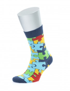 Yapboz Desenli Renkli Çorap