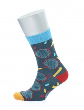 Badminton Raketi Desenli Unisex Pamuklu Çorap 