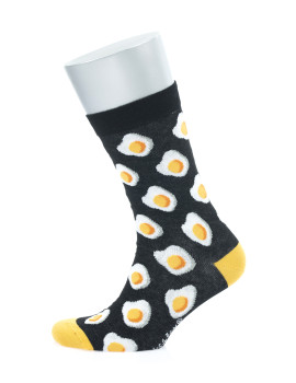 Yumurta Desenli Siyah Sarı Çorap