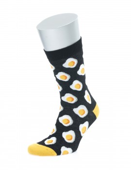 Yumurta Desenli Siyah Sarı Çorap