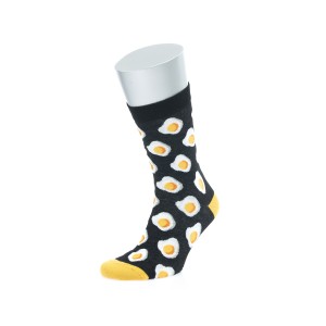 Yumurta Desenli Siyah Sarı Çorap