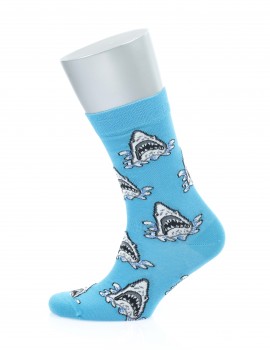 Köpekbalığı Desenli Açık Mavi Pamuklu Çorap