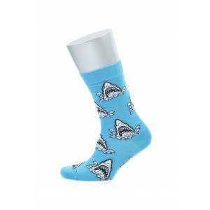 Köpekbalığı Desenli Açık Mavi Pamuklu Çorap