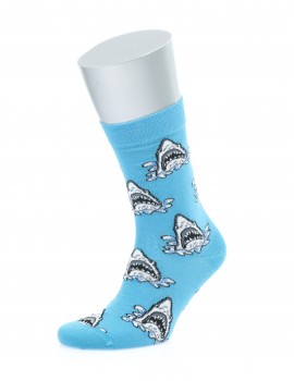 Köpekbalığı Desenli Açık Mavi Pamuklu Çorap