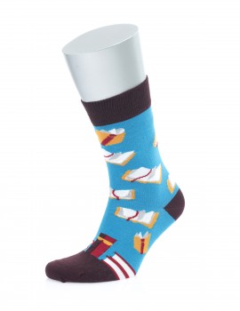 Kitap Desenli Mavi Pamuk Çorap