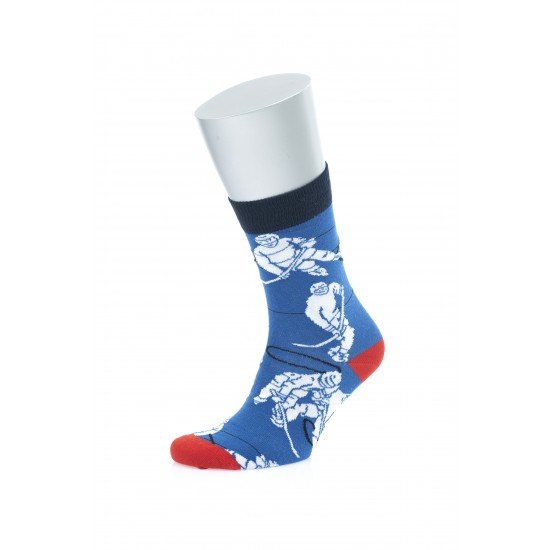 Hockey Desenli Mavi Çorap