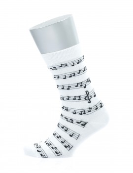 Nota Desenli Beyaz Pamuk Çorap