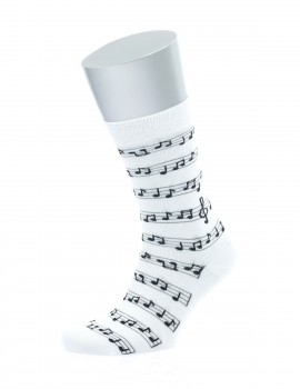 Nota Desenli Beyaz Pamuk Çorap